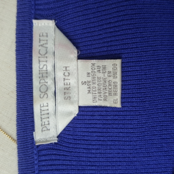 PETITE SOPHISTICATE ♡ Gorgeous 2pc Vintage Royal Blue Knit STRETCH Sweater Set S - Picture 14 of 14